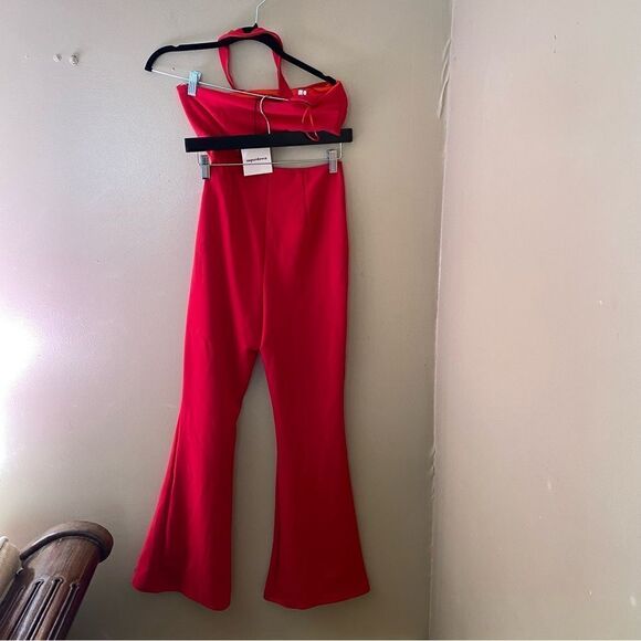 Superdown Emilie Cut Out Jumpsuit red flare bell bottoms one piece Revolve NWT - Picture 8 of 9